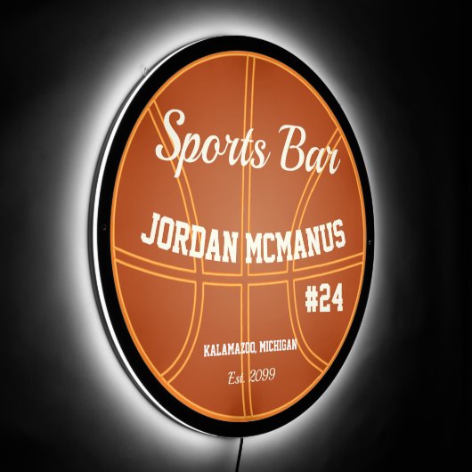 Basketball Sports Bar LED Sign (Angle)
