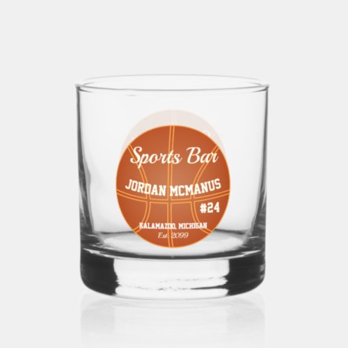 Basketball Sports Bar Rocks  Whiskey Glass