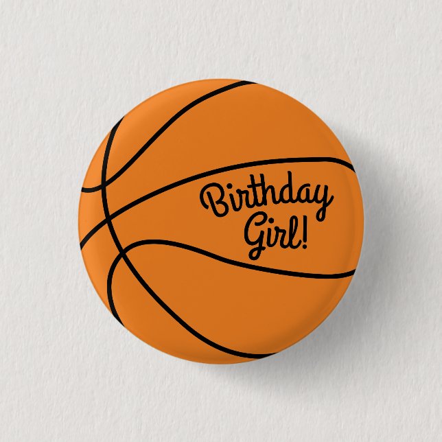 Basketball Sports Birthday Girl Party Button (Front)