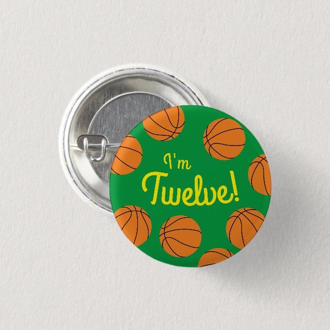 Basketball Sports Birthday Party Button (Front & Back)