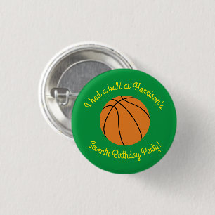 Basketball Sports Birthday Party Button
