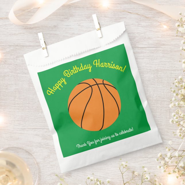 Basketball Sports Birthday Party Favor Bag (Clipped)