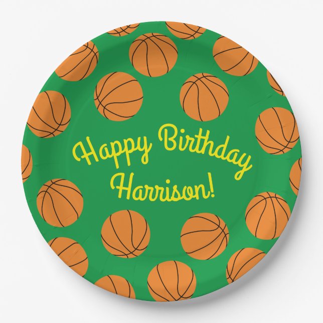 Basketball Sports Birthday Party Paper Plates (Front)
