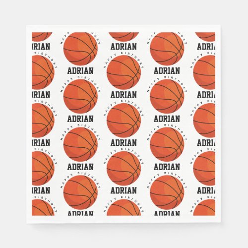 Basketball Sports Birthday Party Personalized Name Napkins