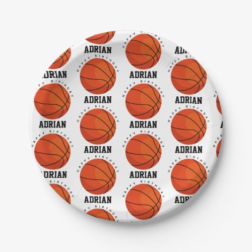 Basketball Sports Birthday Party Personalized Name Paper Plates