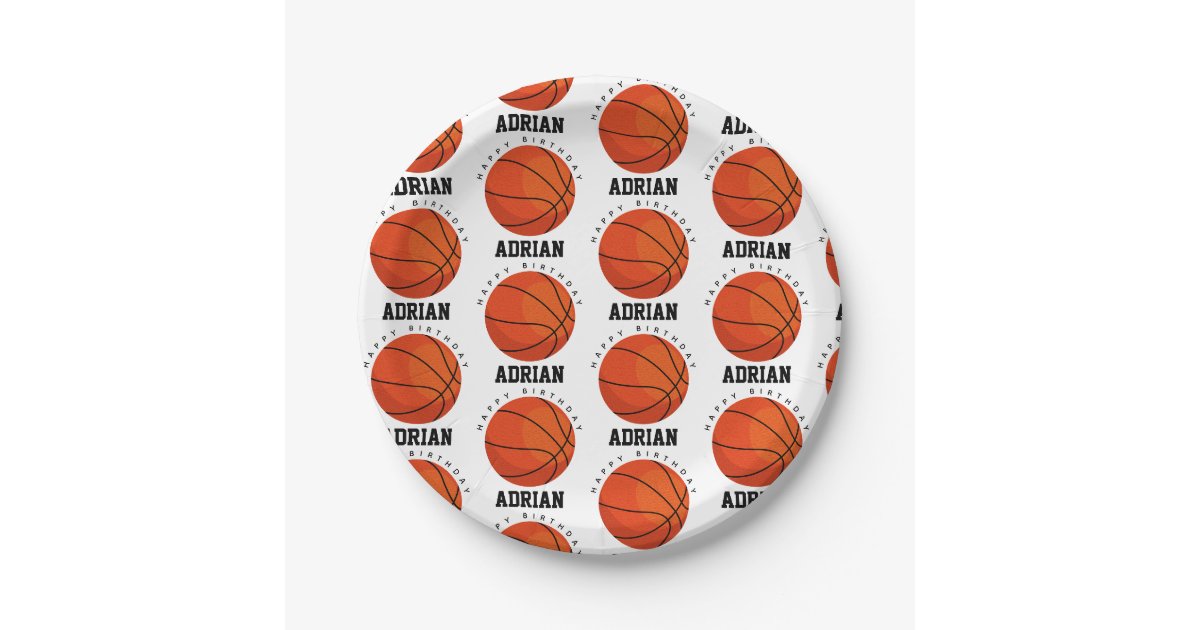 Basketball Sports Birthday Party Personalized Name Paper Plates | Zazzle