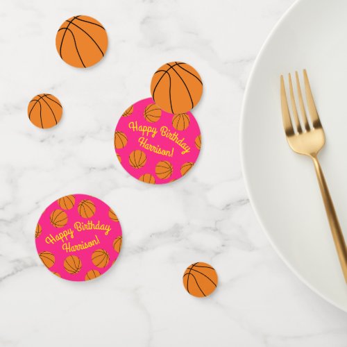 Basketball Sports Birthday Party Pink Confetti