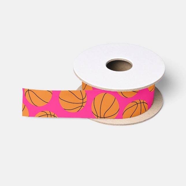 Basketball Sports Birthday Party Pink Satin Ribbon (Spool)