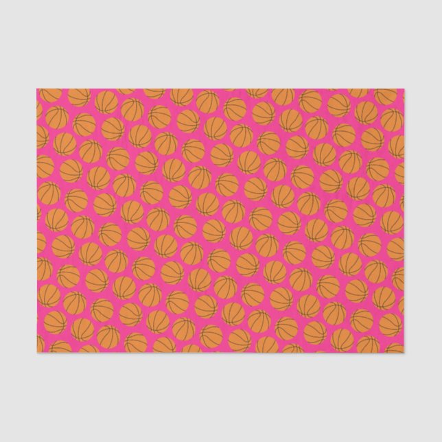 Basketball Sports Birthday Party Pink Tissue Paper (Front)