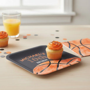 Basketball Sports Boy 10th Birthday Party Paper Plates