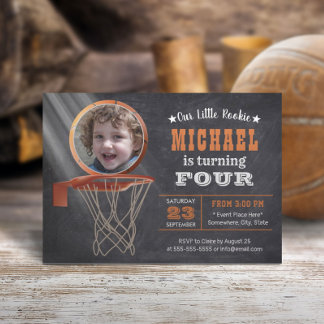 Basketball Sports Custom Photo Birthday Party Invitation