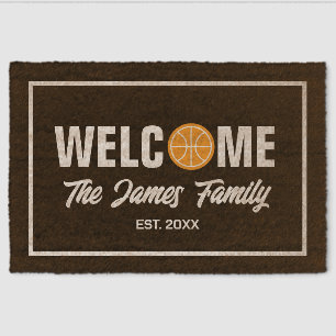 Basketball sports fan personalized coir fiber doormat