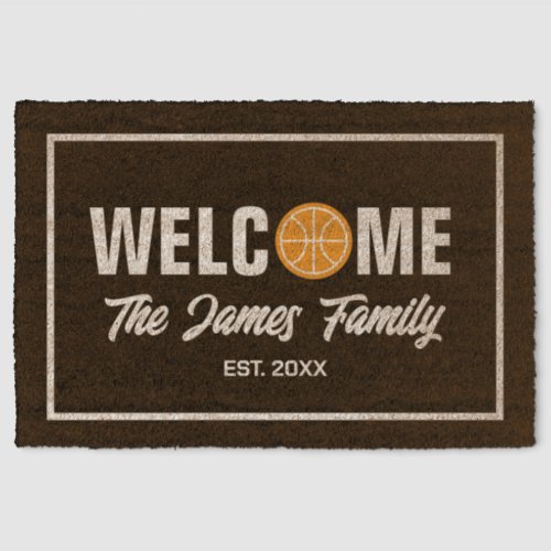 Basketball sports fan personalized coir fiber doormat