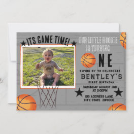 Basketball Sports First Birthday Invitation