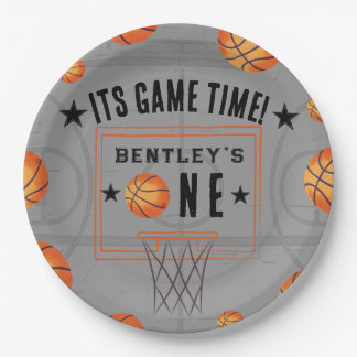 Basketball Sports First Birthday Paper Plates