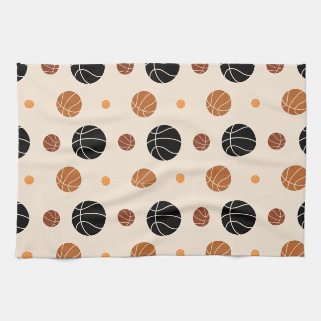 Basketball, Sports Gift Pattern Kitchen Towel (Horizontal)