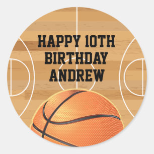 Basketball Sports Happy Birthday Napkins Classic Round Sticker