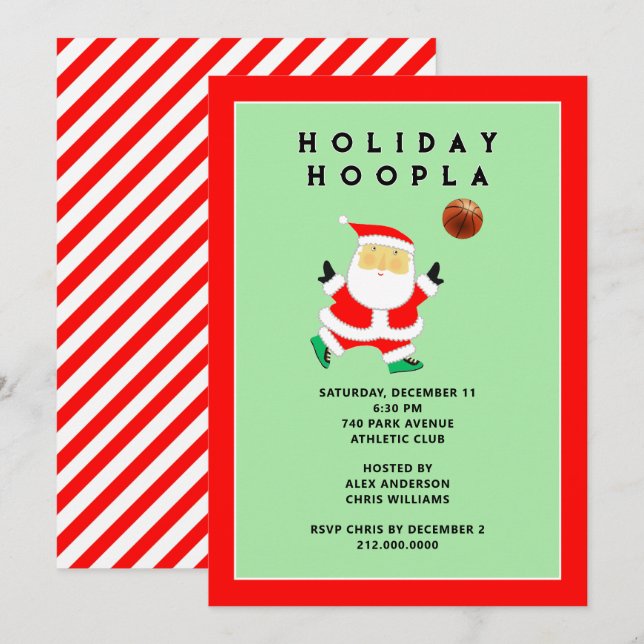 Basketball Sports Holiday Invitations (Front/Back)