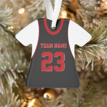 Basketball Sports Jersey Black Red Ornament by tshirtmeshirt at Zazzle