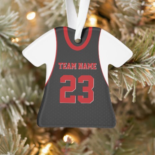 Basketball Sports Jersey Black Red Ornament