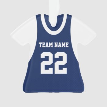 Basketball Sports Jersey Blue With Photo Ornament by tshirtmeshirt at Zazzle