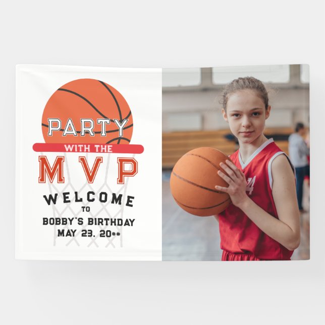 Basketball Sports Jumpman Theme Any Age Birthday Banner (Horizontal)
