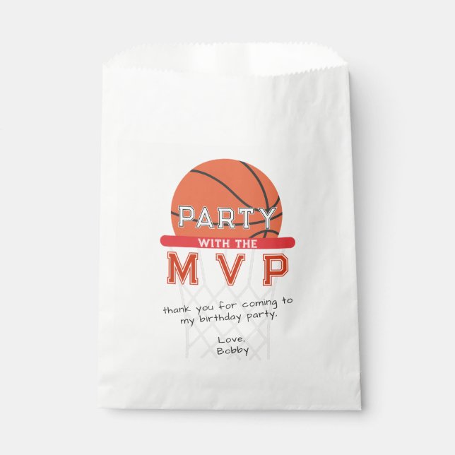 Basketball Sports Jumpman Theme Any Age Birthday Favor Bag (Front)