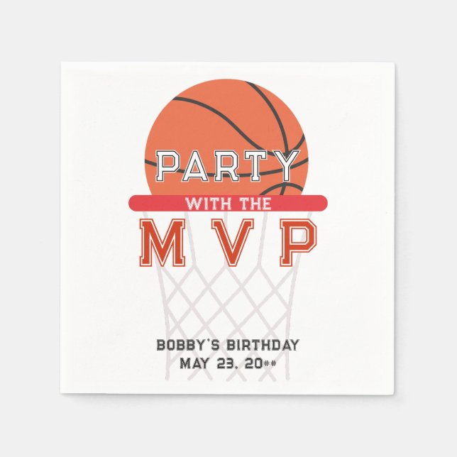 Basketball Sports Jumpman Theme Any Age Birthday Napkins (Front)