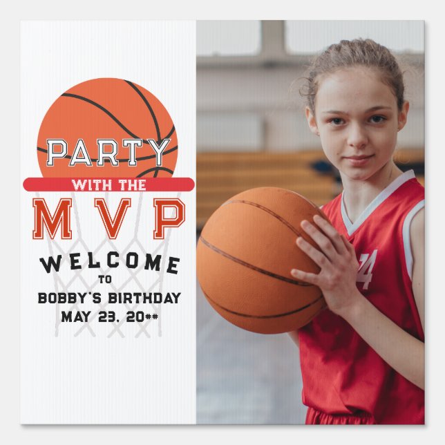 Basketball Sports Jumpman Theme Any Age Birthday Sign (Front)