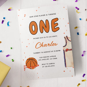 Basketball Sports Kids Birthday Party Invitation