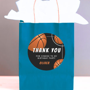  Basketball Sports Kids Birthday Thank you Classic Round Sticker