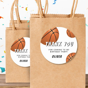 Basketball Sports Kids Birthday Thank you Classic Round Sticker