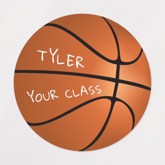 Basketball Sports Name and Class Kids' Labels (Design 1)