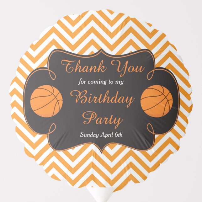 Basketball Sports Orange Birthday Party Balloon (Front)