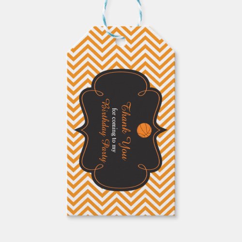 Basketball Sports Orange Gift Tag