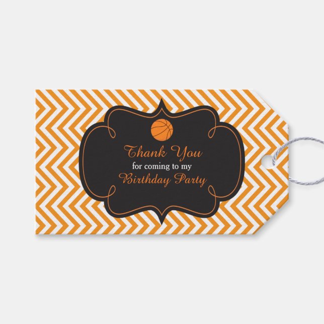 Basketball Sports Orange Gift Tag (Front (Horizontal))