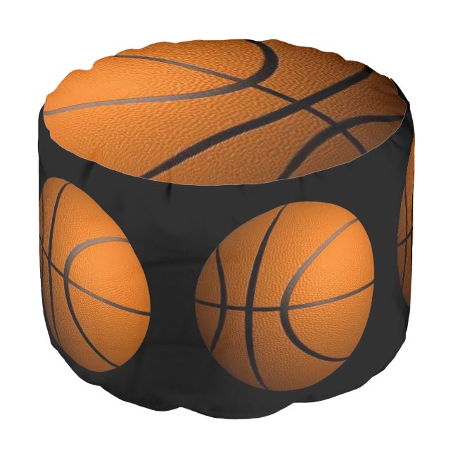 Basketball Sports Ottoman Black (Angled Front)