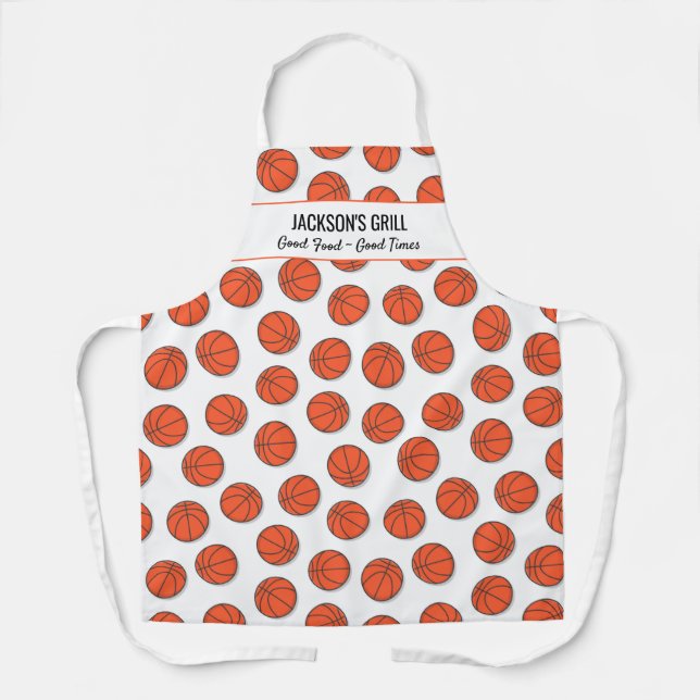 Basketball Sports Pattern, Custom Chef Player Name Apron (Front)