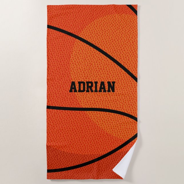 Basketball Sports Personalized Beach Towel (Front)