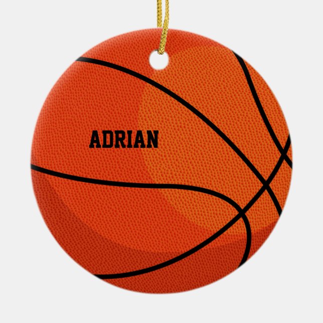 Basketball Sports Personalized Christmas Ceramic Ornament (Front)