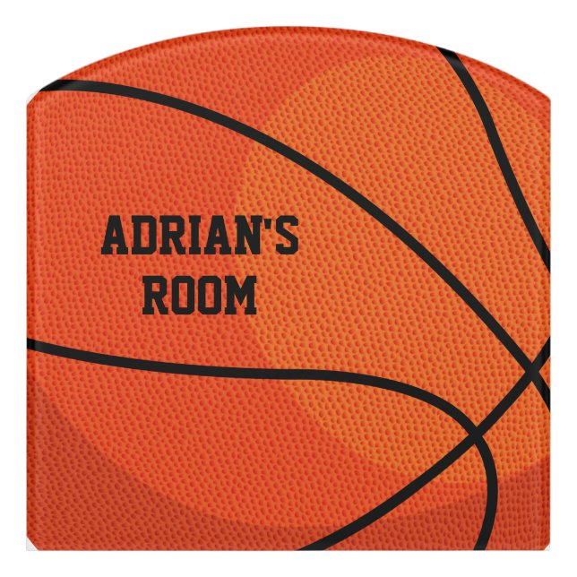 Basketball Sports Personalized Kids Bedroom Door Sign (Contour Front)