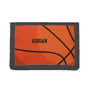 Basketball Sports Personalized Name Kids Tri-fold Wallet