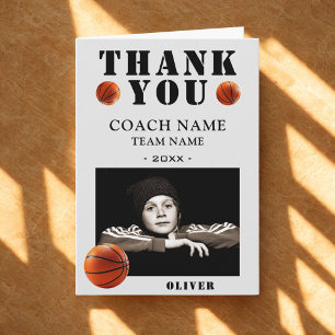 Basketball Sports Photo Coach  Letterpress Thank You Card
