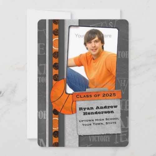 Basketball Sports Photo Graduation Announcement