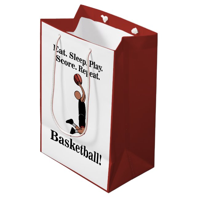Basketball Sports Player Coach Fan Birthday Medium Gift Bag (Front Angled)