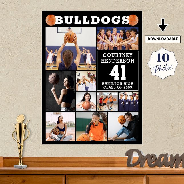 Basketball Sports Senior Night 10 Photo Collage Poster (Creator Uploaded)