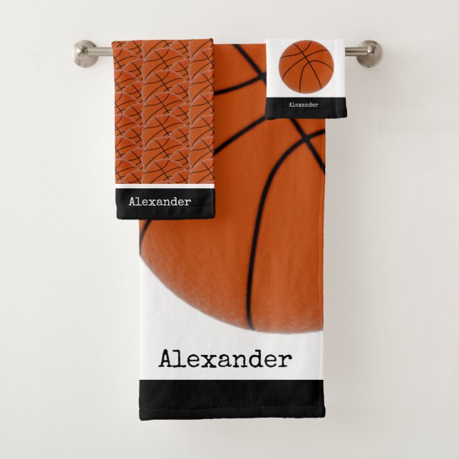 Basketball Sports Team Personalized Bath Towel Set (Insitu)