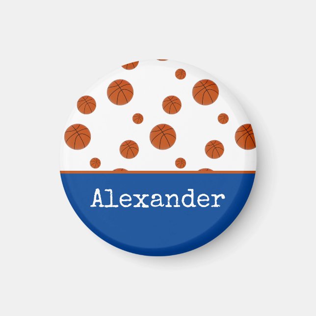 Basketball Sports Team Personalized Blue  Magnet (Front)