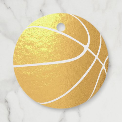 basketball sports thank you gold foil favor tags