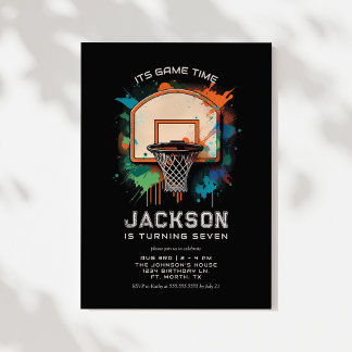 Basketball Sporty Boy Birthday Party Invitation